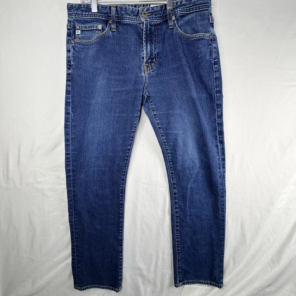 AG Adriano Goldschmied B-Type II Straight Jeans 33 Blue Medium Wash Denim